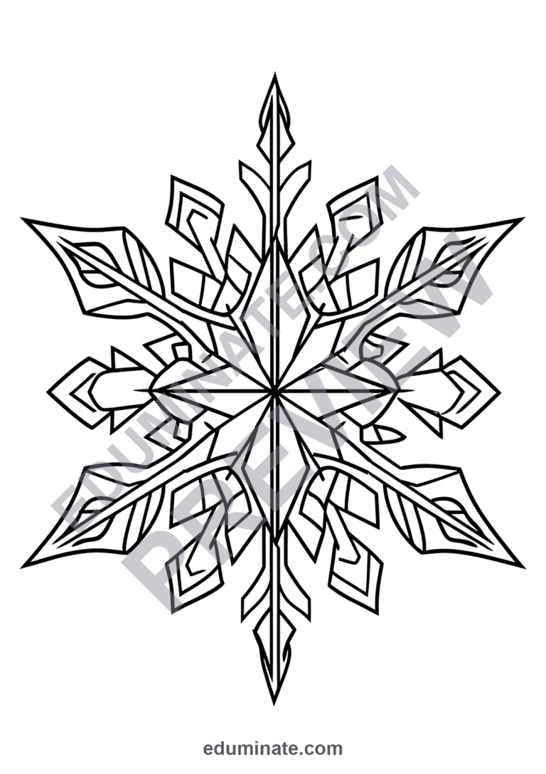 Winter Snowflake Coloring Pages 33 Geometric Ice Crystal Art Worksheets Sheets sample page 3