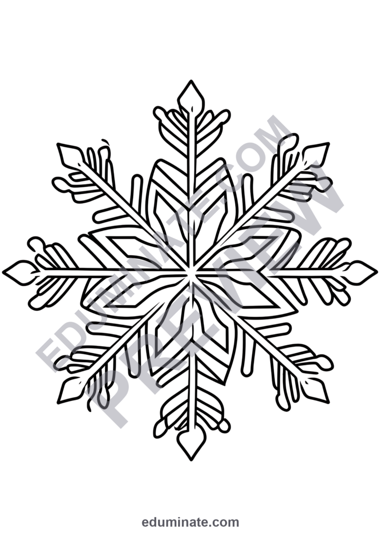 Printable Snowflake Coloring Pages 60 Nature Ice Crystal Winter Art Sheets sample page 3