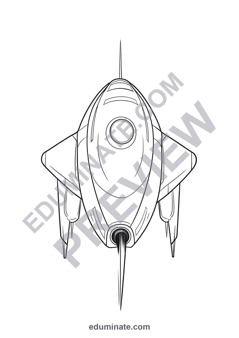 Spacecraft Coloring Pages Rockets and Space Shuttle Activity Pack for Kids sample page 3