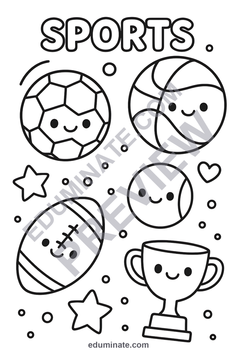 Sports Coloring Pages Multi-Sport Athletics Activity Sheets Pack for Kids sample page 3
