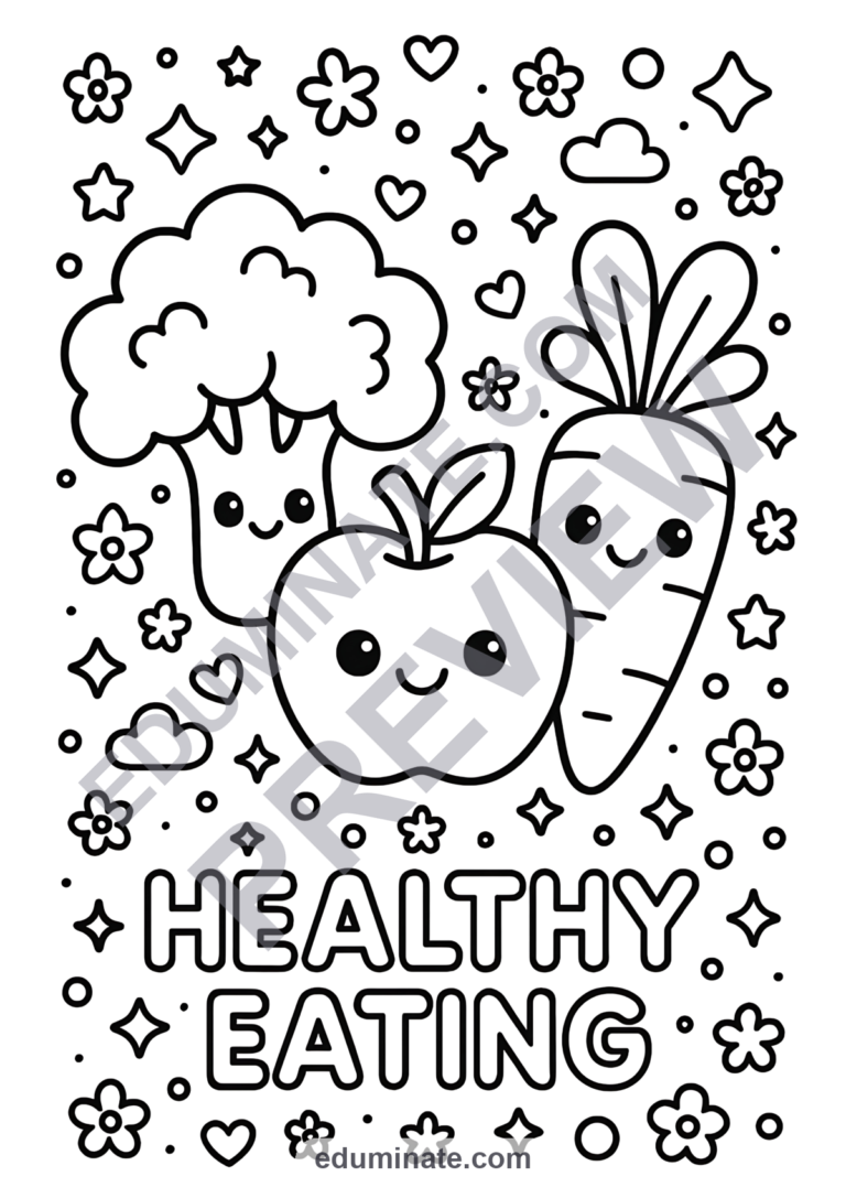 Healthy Eating Coloring Pages Nutrition Food Groups 40 Printable Activities sample page 3