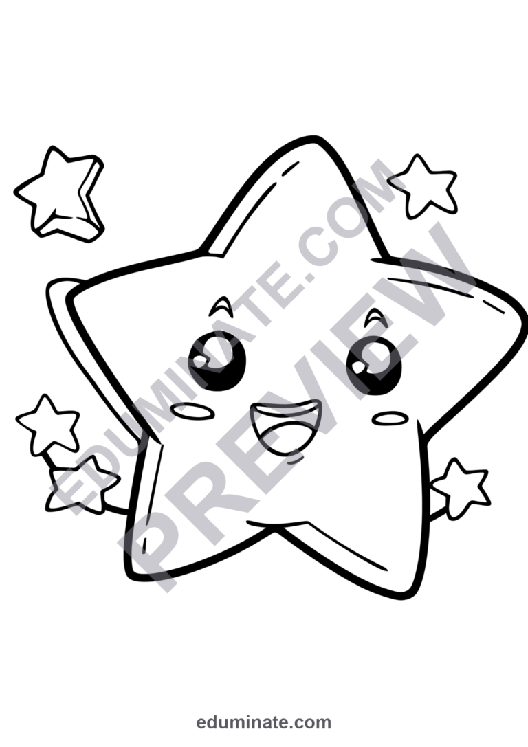 Printable Star Coloring Pages Geometric Shapes Activity Sheets Pack for Kids sample page 3