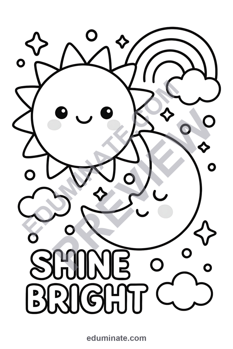 Sun Moon and Stars Coloring Pages 39 Celestial Day Night Sky Art Activity Sheets sample page 3
