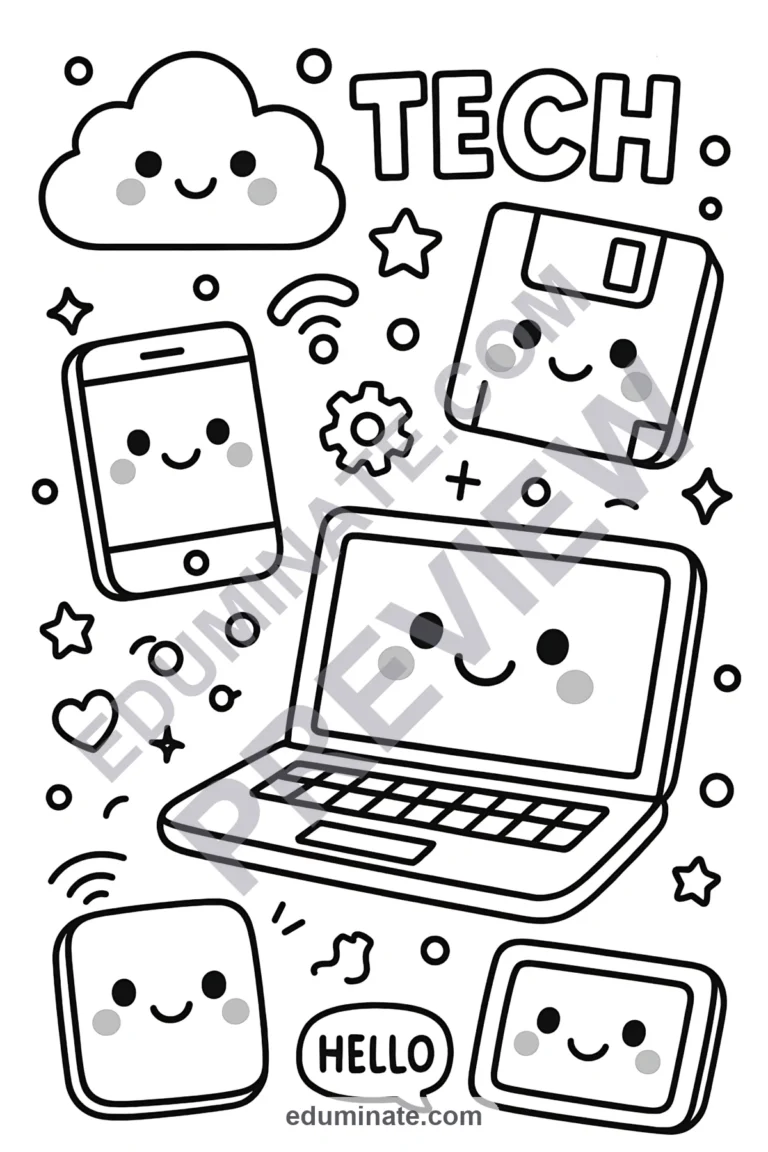 Computer Science Coloring Pages: 56 Simple STEM Sheets
