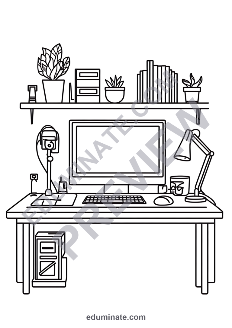 Technology Coloring Pages Modern Computers and Gadgets Activity Sheets Kids sample page 3