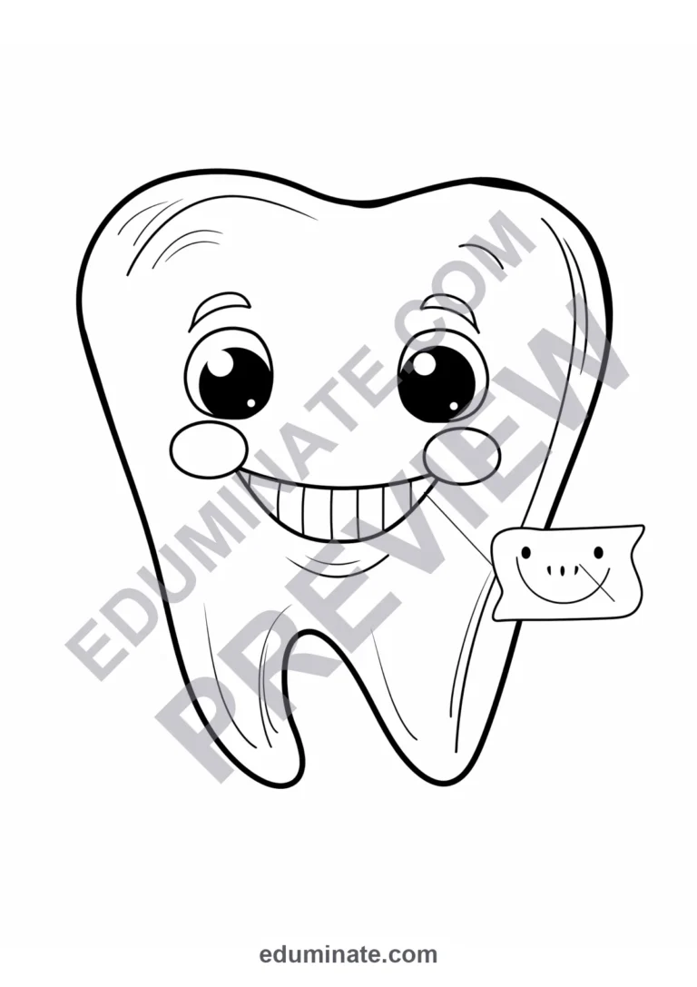 Lost Tooth Coloring Pages Smiling Teeth Activity Sheets Pack for Kids sample page 3
