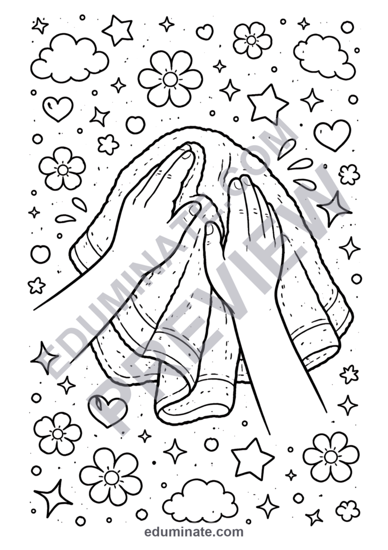 Hand Washing Coloring Pages for Preschoolers 19 Healthy Hygiene Habits Sheets sample page 3