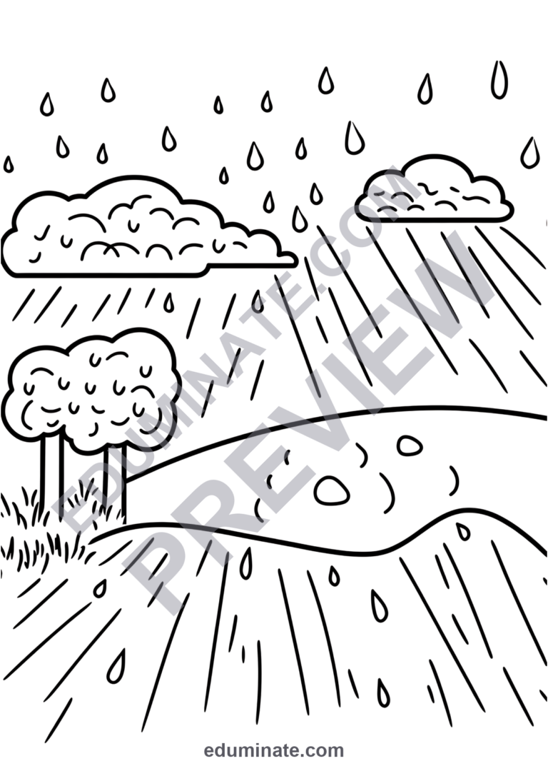 Types of Weather Coloring Pages 100 Rain Sunshine Clouds and Seasons Art Sheets sample page 3