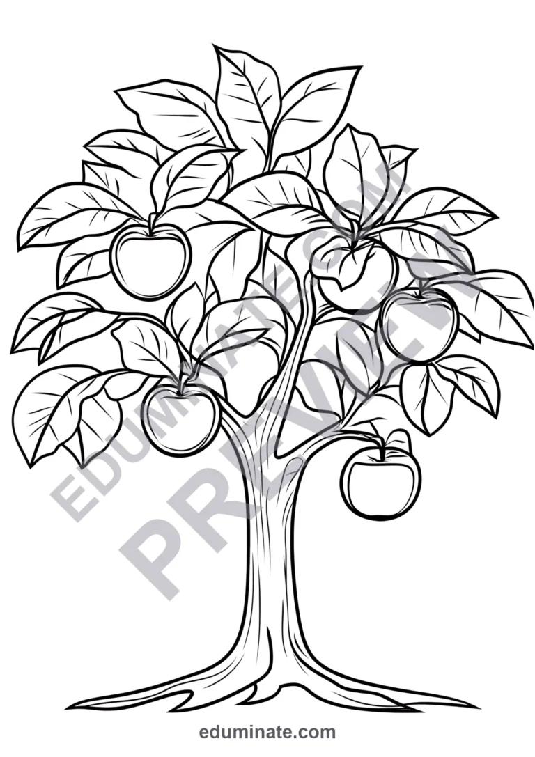 Apple Coloring Book Pages: Simple 10 Page Fall Set