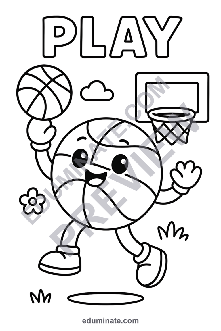 Printable Basketball Coloring Pages for Kids | Sports Sheets | Slam Dunk Book sample page 3