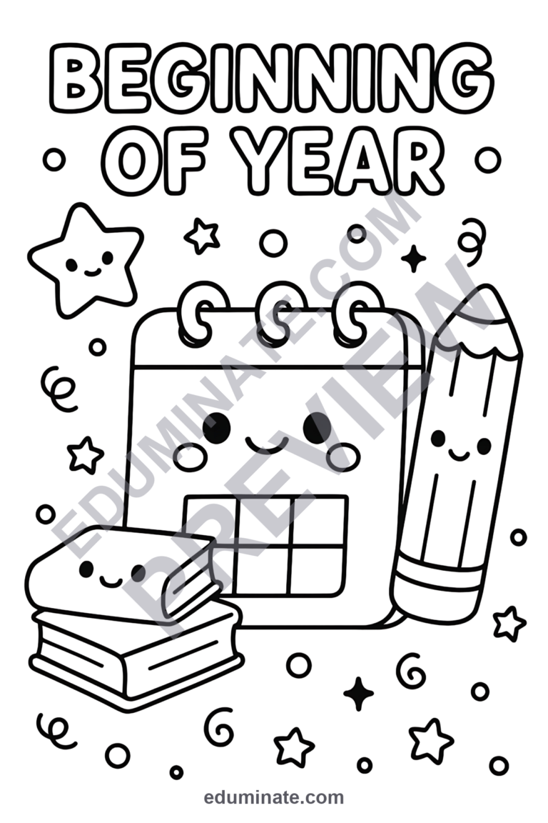 24 Beginning of the Year Coloring Pages Back to School Sheets for Primary Grades sample page 3