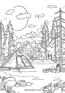 21 Camping Coloring Pages Printable Outdoor Adventure Activity Sheets for Kids page 3
