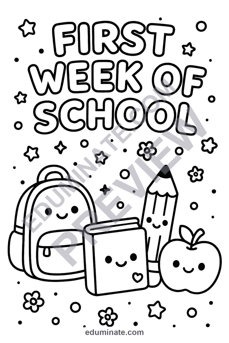 First Week of School Coloring Pages Back to School Activities for Kindergarten sample page 3