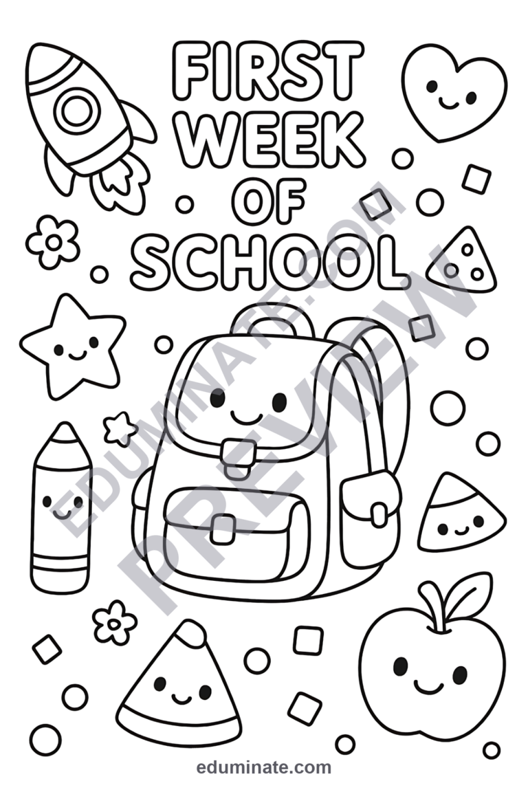 First Day of School Coloring Pages Back to School Activities for Kindergarten sample page 3