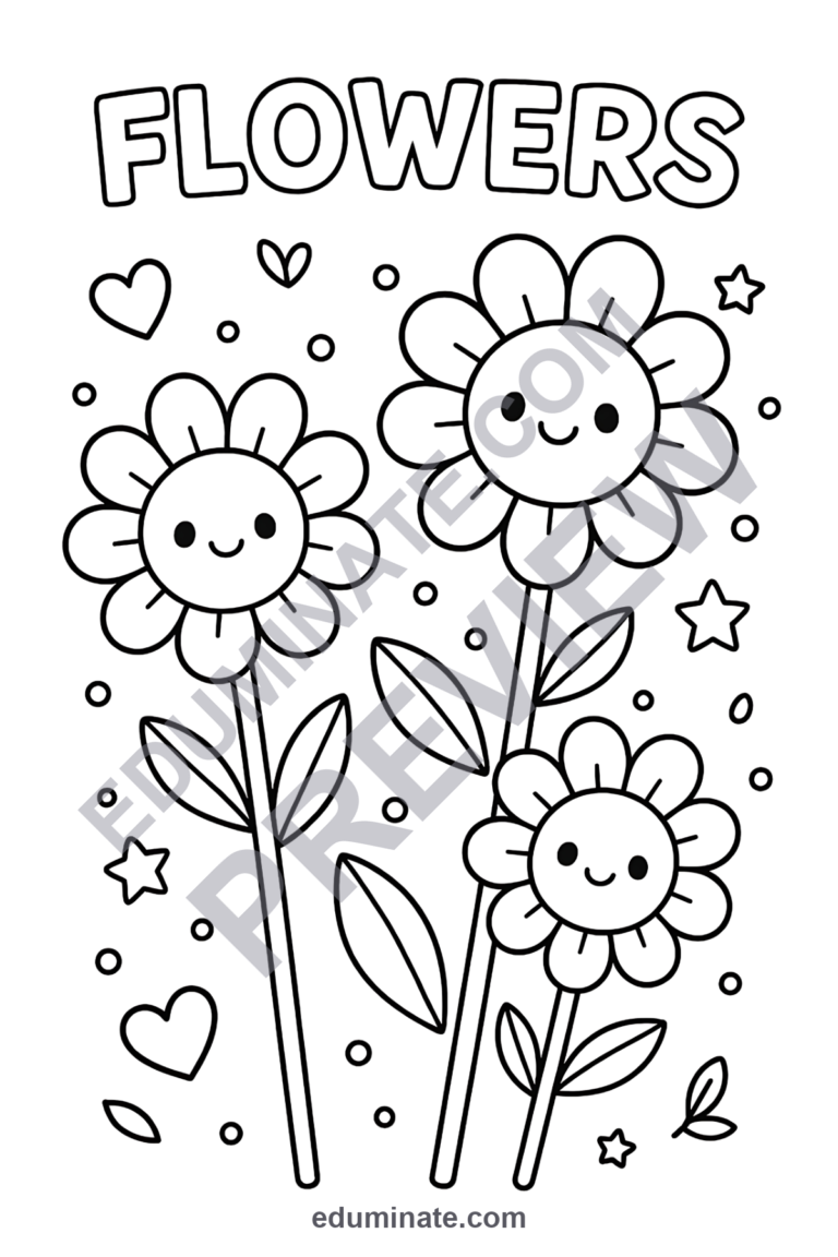 Flower Coloring Pages to Print | Spring Garden Floral Activity Sheets for Kids sample page 3