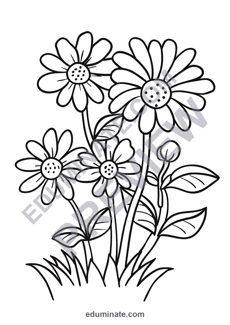 Flower Coloring Book Pages Botanical Garden Activity Sheets for Classroom Art sample page 3
