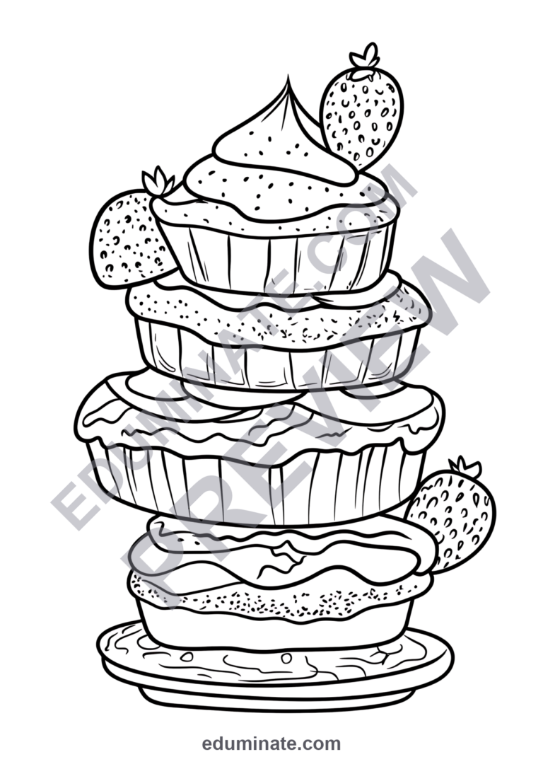 Ice Cream Cake Coloring Pages Printable Bakery Dessert Sheets 32 Fun Pages sample page 3