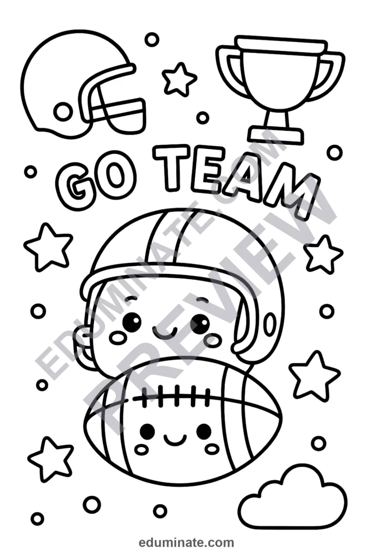 American Football Coloring Pages Game Day Touchdown Activity Sheets for Kids sample page 3