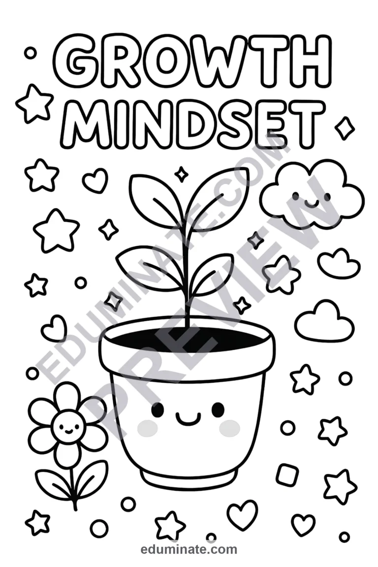 Printable Growth Mindset Coloring Pages Positive Affirmation Sheets for Kids sample page 3