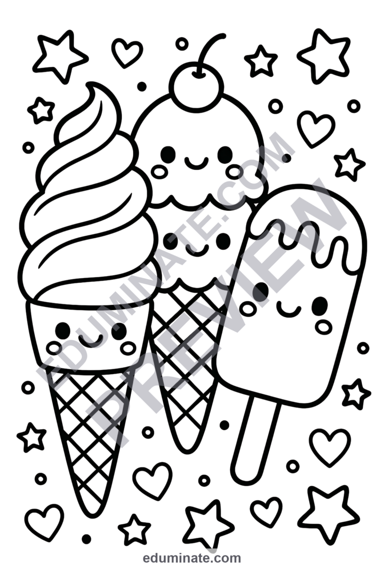 Ice Cream Sundae Coloring Pages Sweet Treats Art Activity Pack for Kids Fun sample page 3