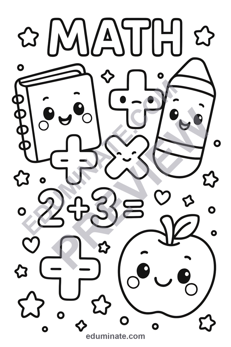 Kindergarten Math Coloring Pages Numbers Art Activity Sheets Pack for Kids sample page 3