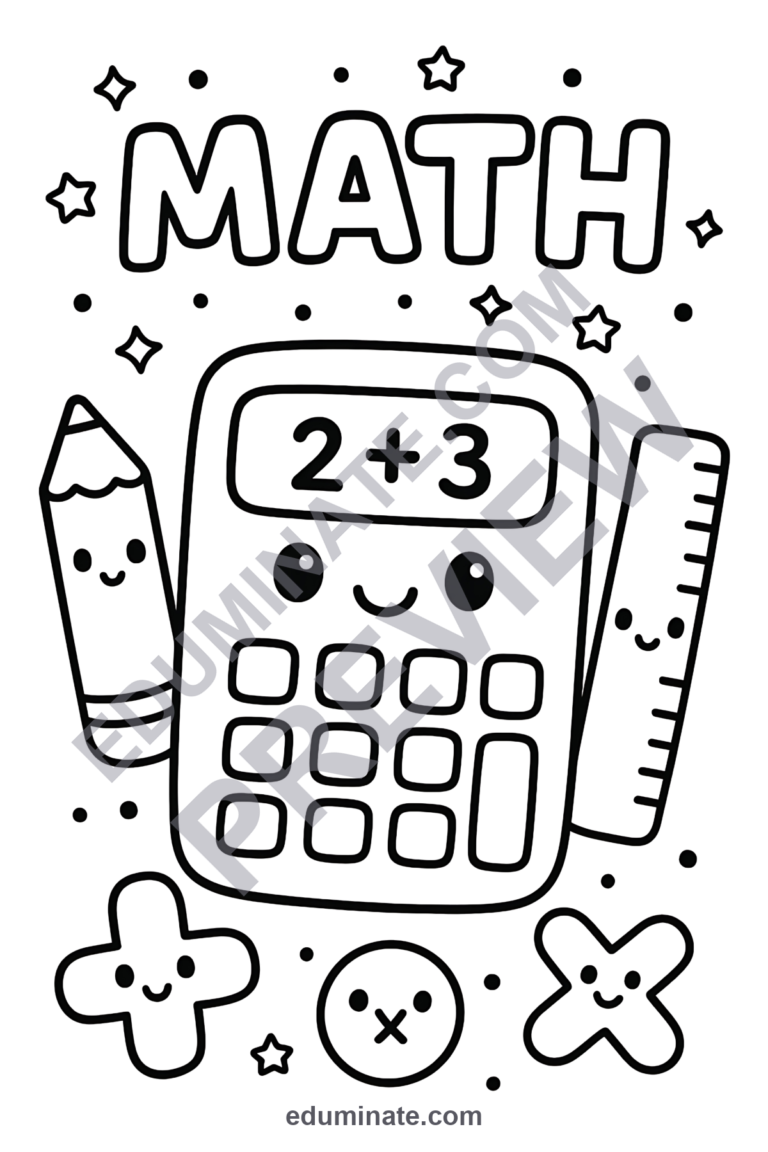 Math Worksheets Coloring Pages Numbers and Shapes Activity Sheets for Kids sample page 3