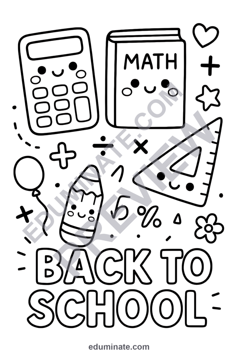 Back to School Math Coloring Sheets | Number Sheets | Elementary Math Book sample page 3
