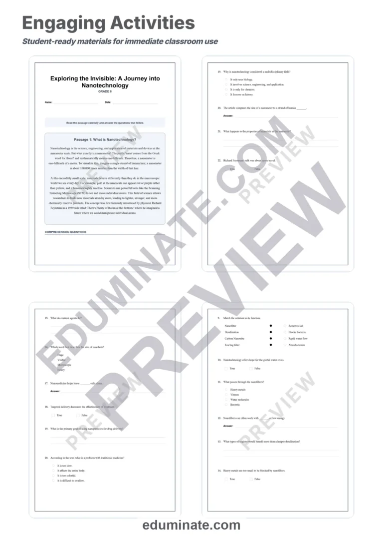 Nanotechnology Reading Comprehension Passages And Questions Printable Pack sample page 3