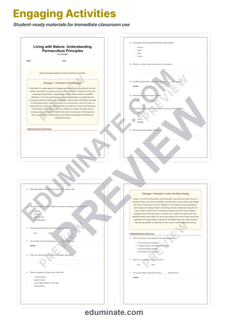 Permaculture Reading Comprehension Passages And Questions Student Worksheets sample page 3