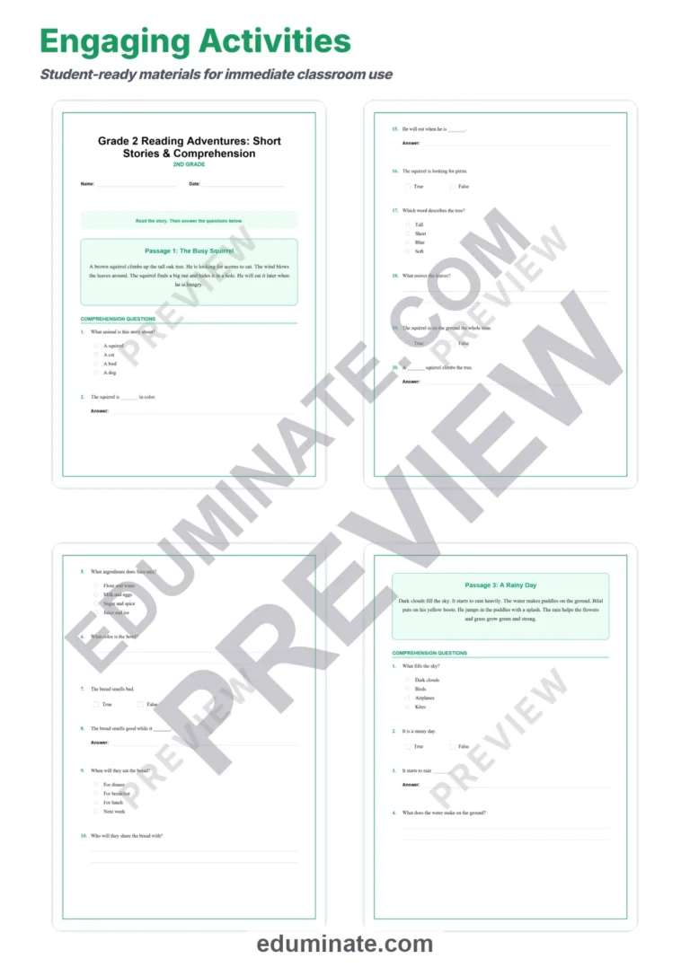 Second Grade Reading Comprehension Passages and Questions Core Reader Pack sample page 3