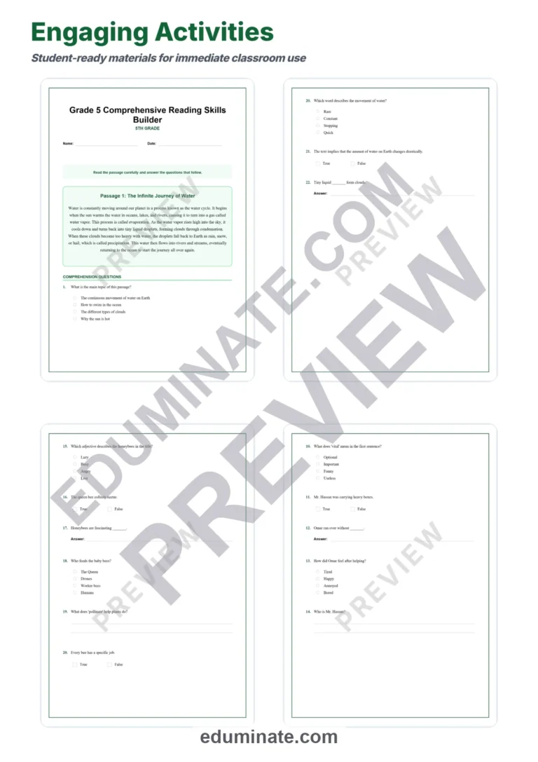 Fifth Grade Reading Comprehension Passages and Questions Advanced Reader Pack sample page 3