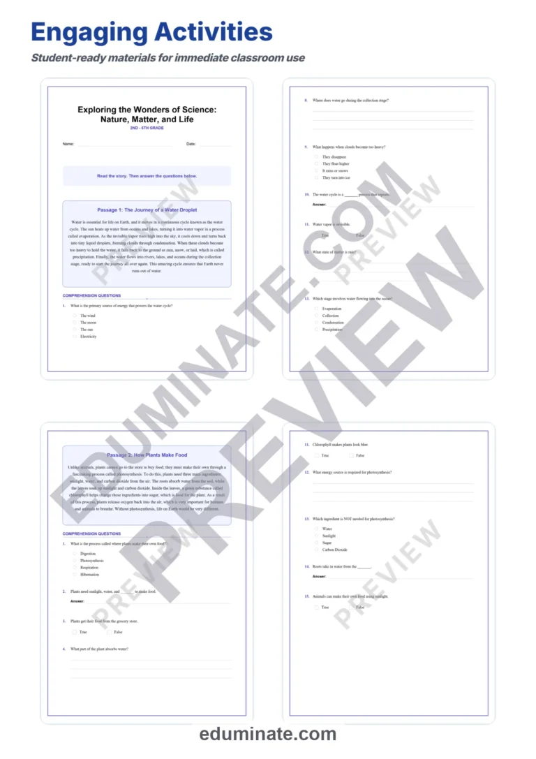 Science Reading Comprehension Passages and Questions Elementary Science Pack sample page 3
