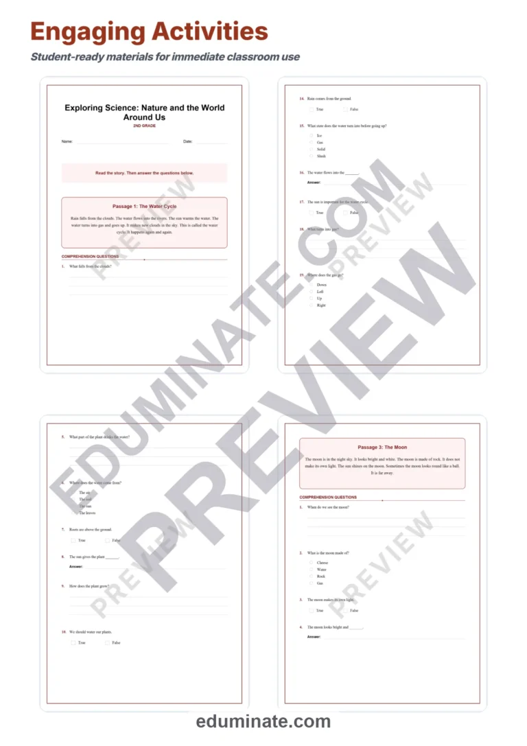 Second Grade Science Reading Comprehension Passages Elementary Science Pack sample page 3