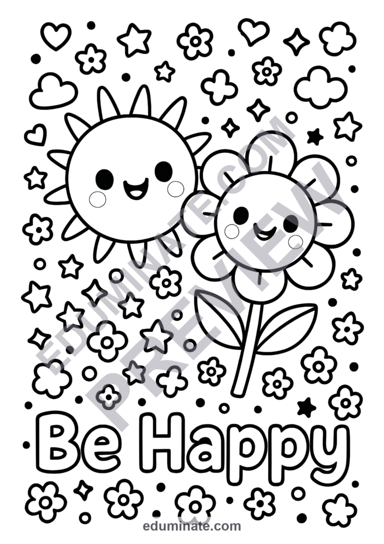Emotions Coloring Pages | Happy Feelings and SEL Art Activity Sheets for Kids sample page 3