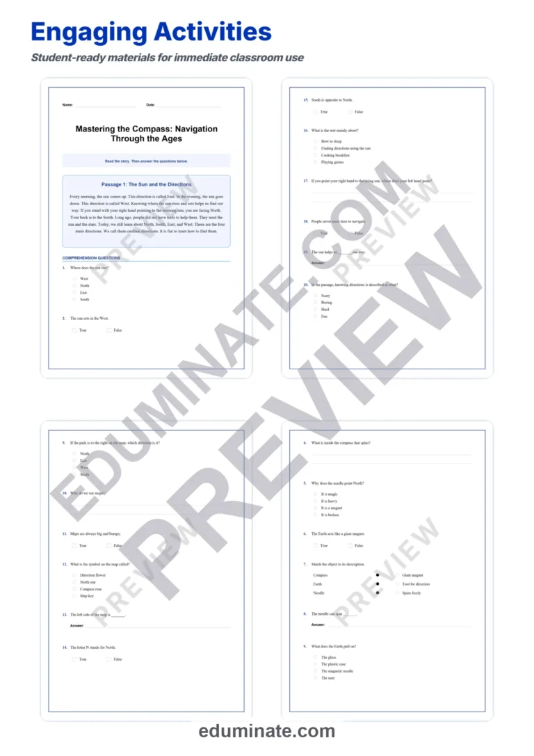 Compass Navigation Reading Comprehension Passages and Questions Grades 2-6 sample page 3
