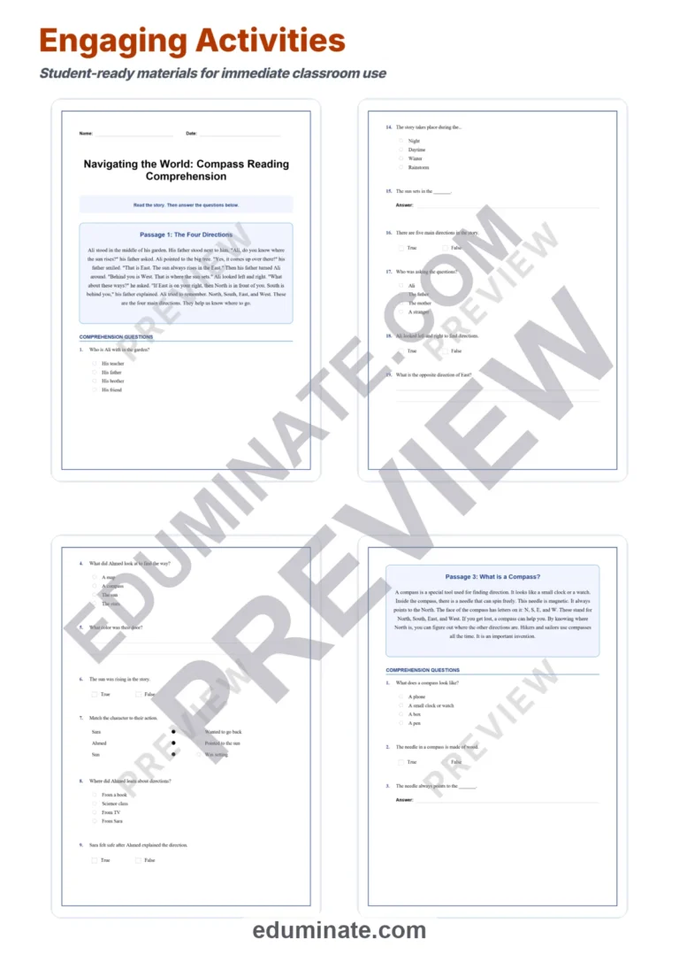 Compass Reading Comprehension Passages and Questions Packet for Grades 2-7 sample page 3
