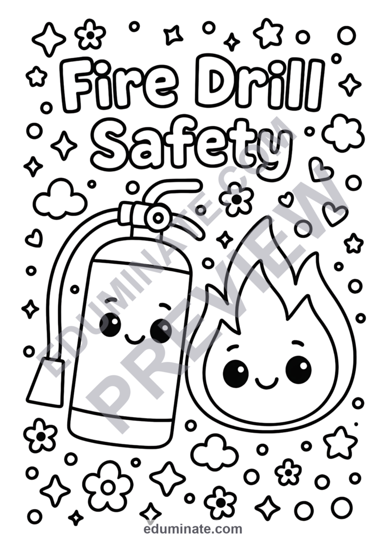Fire Safety Coloring Pages Fire Drill Activity Sheets for Pre-K and Elementary sample page 3