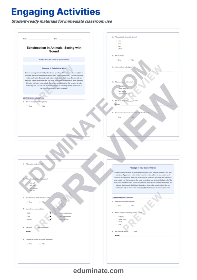 Echolocation in Animals Reading Comprehension Passages and Questions Grades 3-7 sample page 3