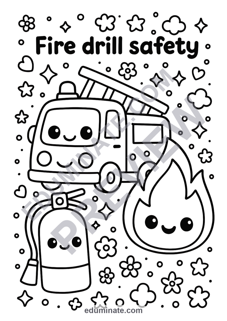 Fire Truck Coloring Pages School Fire Drill Activity Sheets for Kindergarten sample page 3