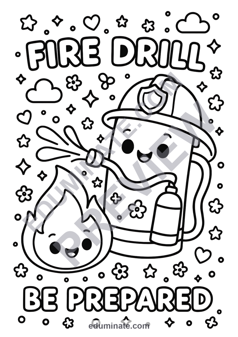 Fire Drill Coloring Pages School Fire Safety Activity Sheets for Kindergarten sample page 3