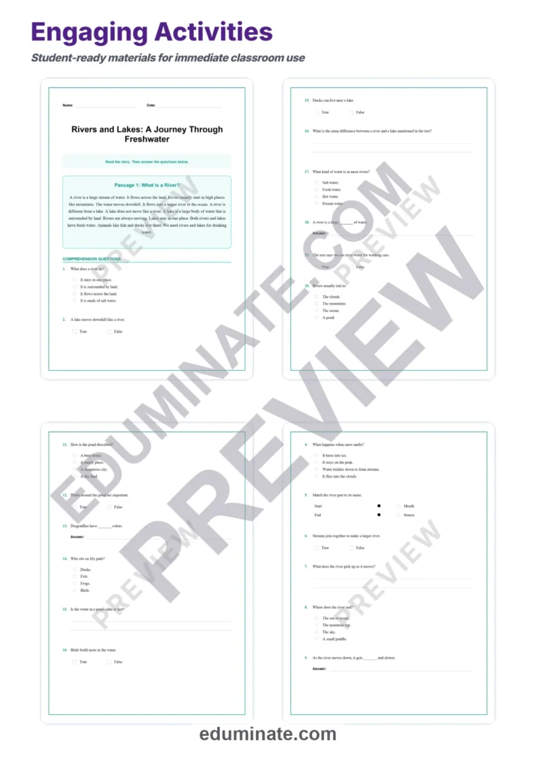 Rivers Worksheets: Reading Comprehension Passages with Answer Keys, Grades 2-6 sample page 3