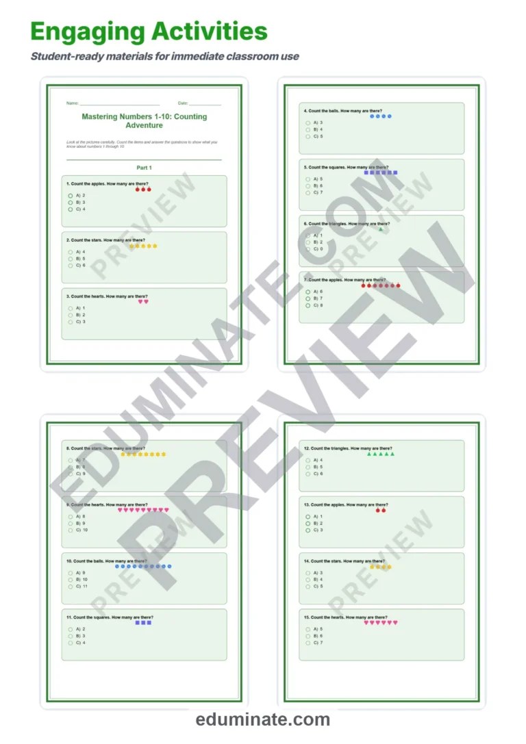 Counting Numbers 1-10 | Early Math Activities Set | 77 Pages Resource Packet sample page 3