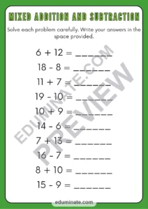 Mixed Addition and Subtraction Worksheets Practice Drills for Math Skills page 3