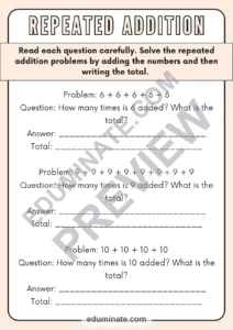 Repeated Addition Worksheets Equal Groups Multiplication Foundation Drills page 3