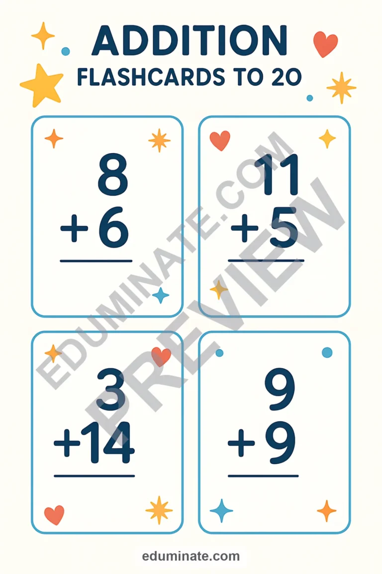 Addition Flashcards | Printable Addition Flashcards and Math Facts Practice sample page 3