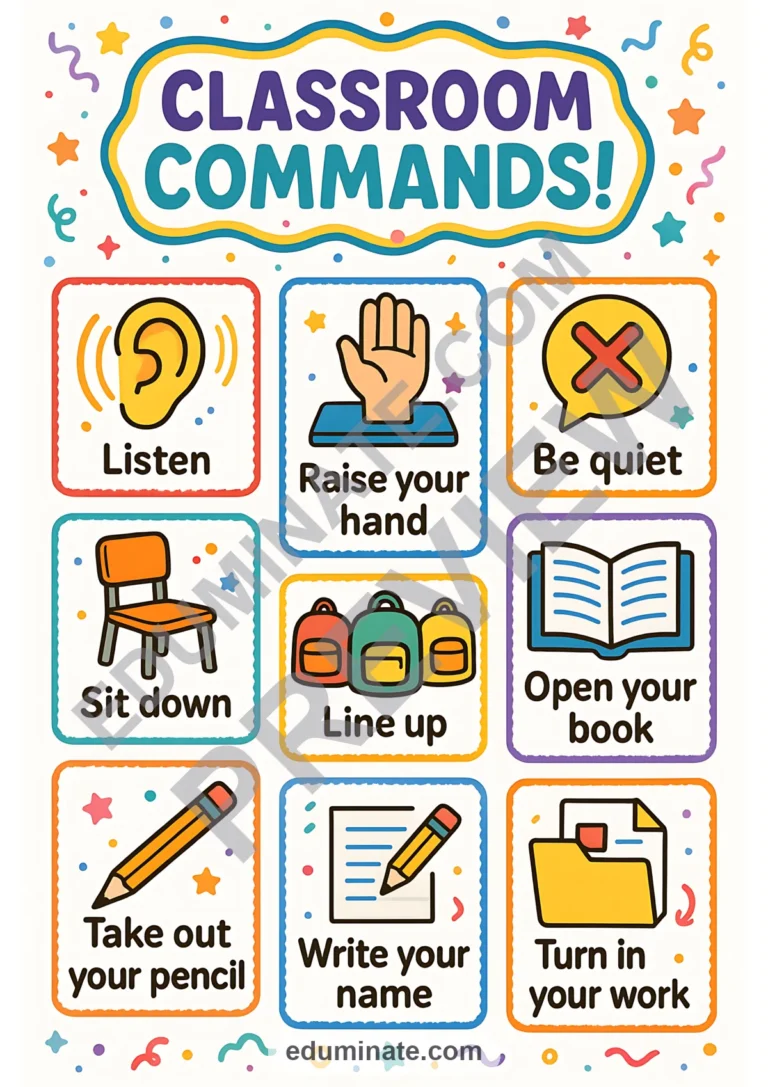 Classroom Commands Flashcards | Printable Classroom Command Cards | 36 Pages sample page 3