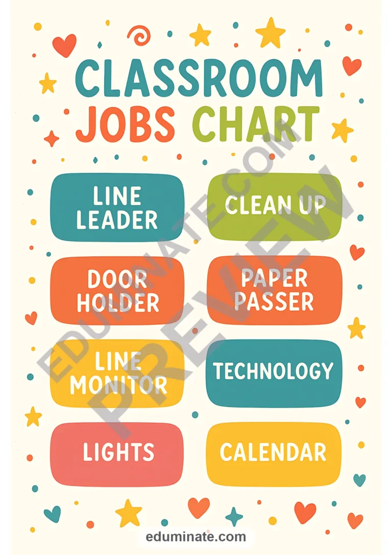 Jobs Chart for Classroom | Classroom Jobs Chart Printable | 34 Chart Pages sample page 3