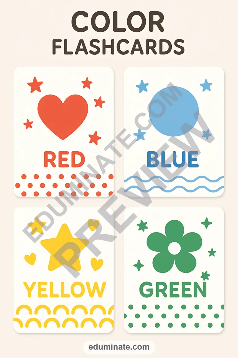 Printable Colors Flashcards | Color Word Cards for Preschool | 67 Card Pages sample page 3