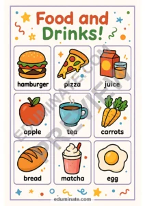 Food and Drinks Flashcards | Printable Food Vocabulary Cards | 77 Card Pages page 3