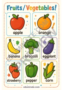 Fruits and Vegetables Flashcards | Printable Food Word Cards | 45 Card Pages page 3